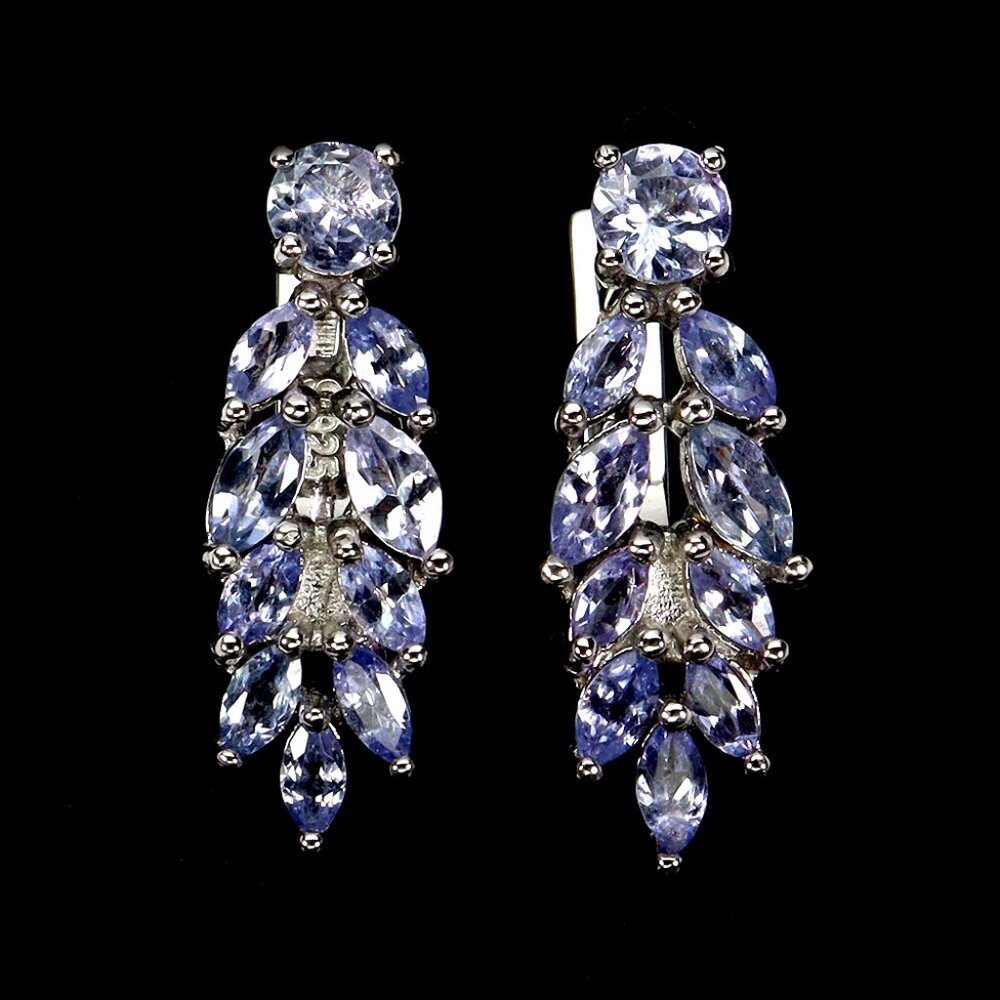 14k WHITE GOLD Marquise Blue Tanzanite 5x2.5mm Earrings MSRP $525